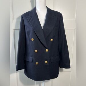 Talbots Double Breasted Gold Button Wool Blazer Jacket Dark Navy Women’s 8P